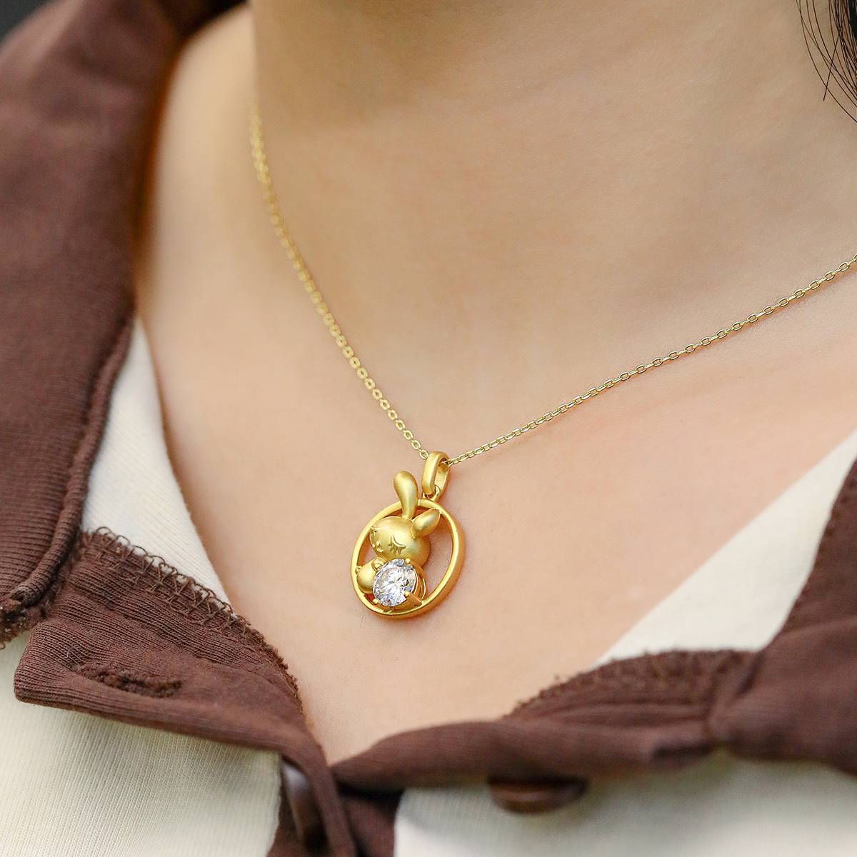Rabbit Moissanite Necklace from the Zodiac Series 1.0 Carat